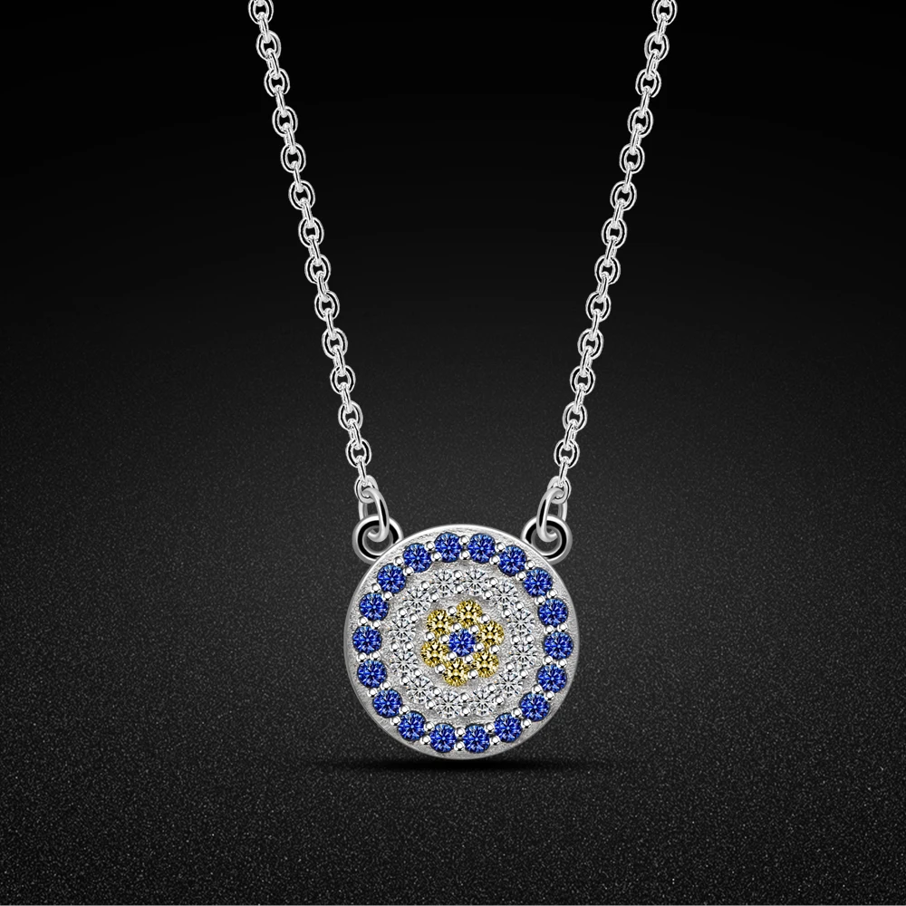 여성용 작은 파란색 황금 지르콘 꽃 펜던트 목걸이, 925 스털링 실버 체인 초커, 생일 보석 선물, 패션