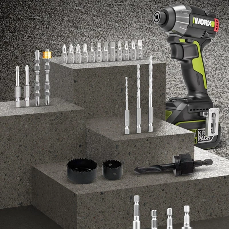 Worx WA1626 WA1626.1 WA1149 Drill Bits Set with Phillips Hexagon Torx Extend Rod Twist Sleeve Hole Bit