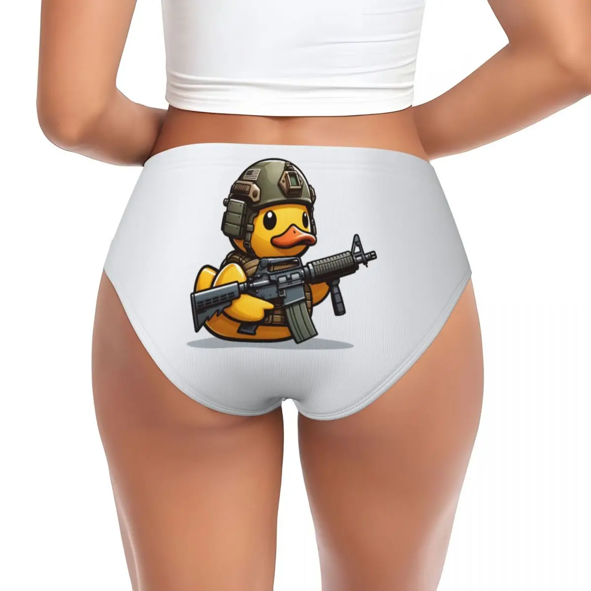 Custom Tactical Rubber Ducky Brief Panties Womens Breathable Stretch Underwear