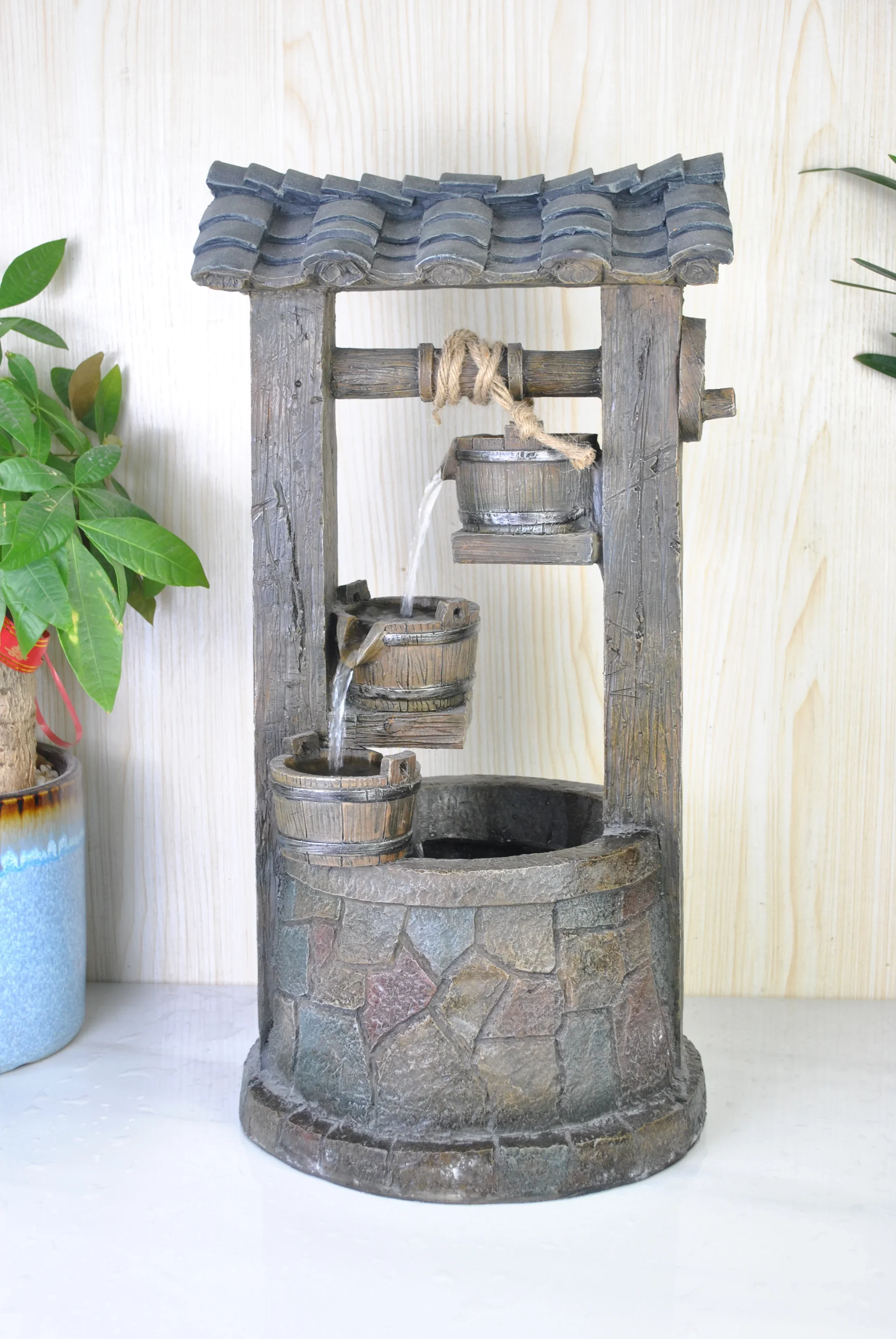 Stylish Wishing Well Fountain - Outdoor Garden Fountain Waterfall Features