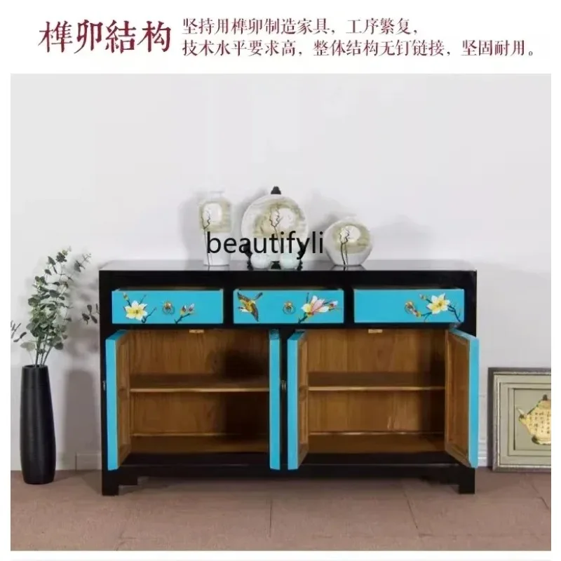 

ss8350 New Chinese-style painted dining side storage, antique furniture, porch, storage, retro and old living room side cabine