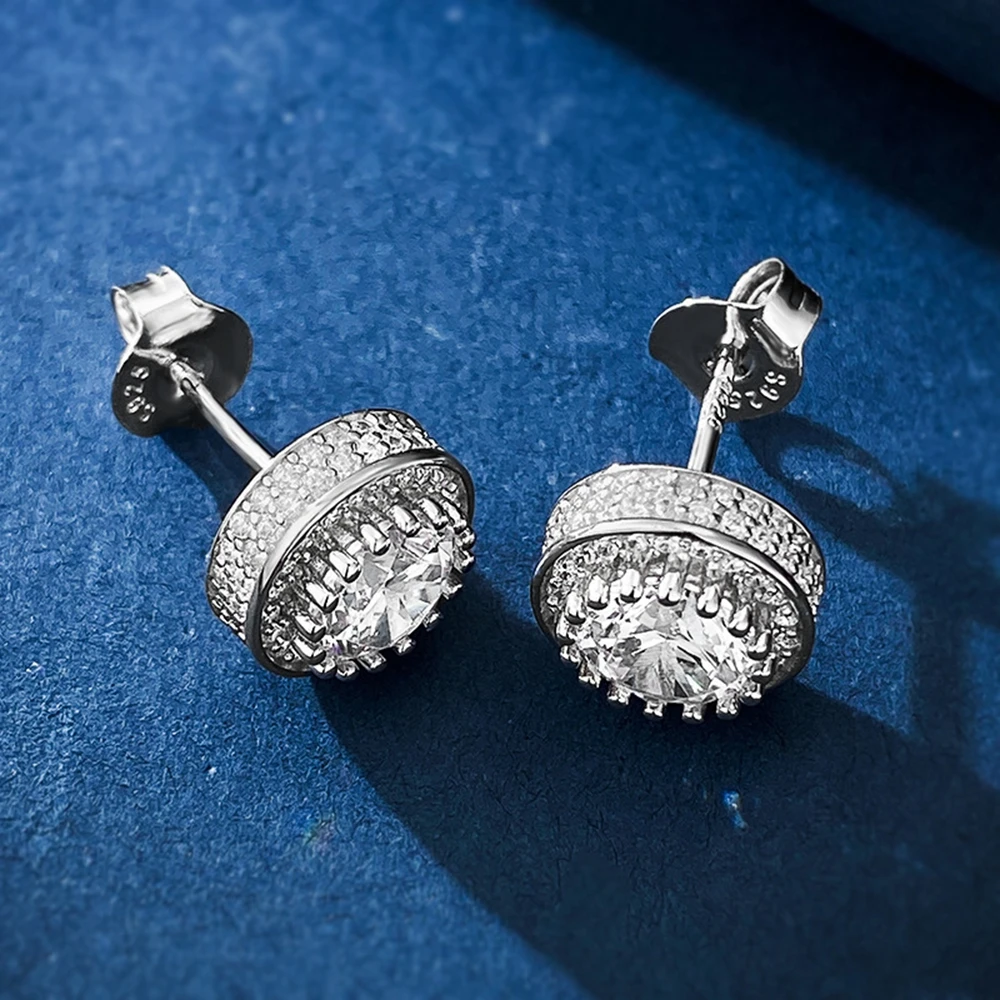 PuBang Fine Jewelry 925 Sterling Silver Round Drop Earrings Full Gem Created Moissanite for Women Anniversary Gift Drop Shipping