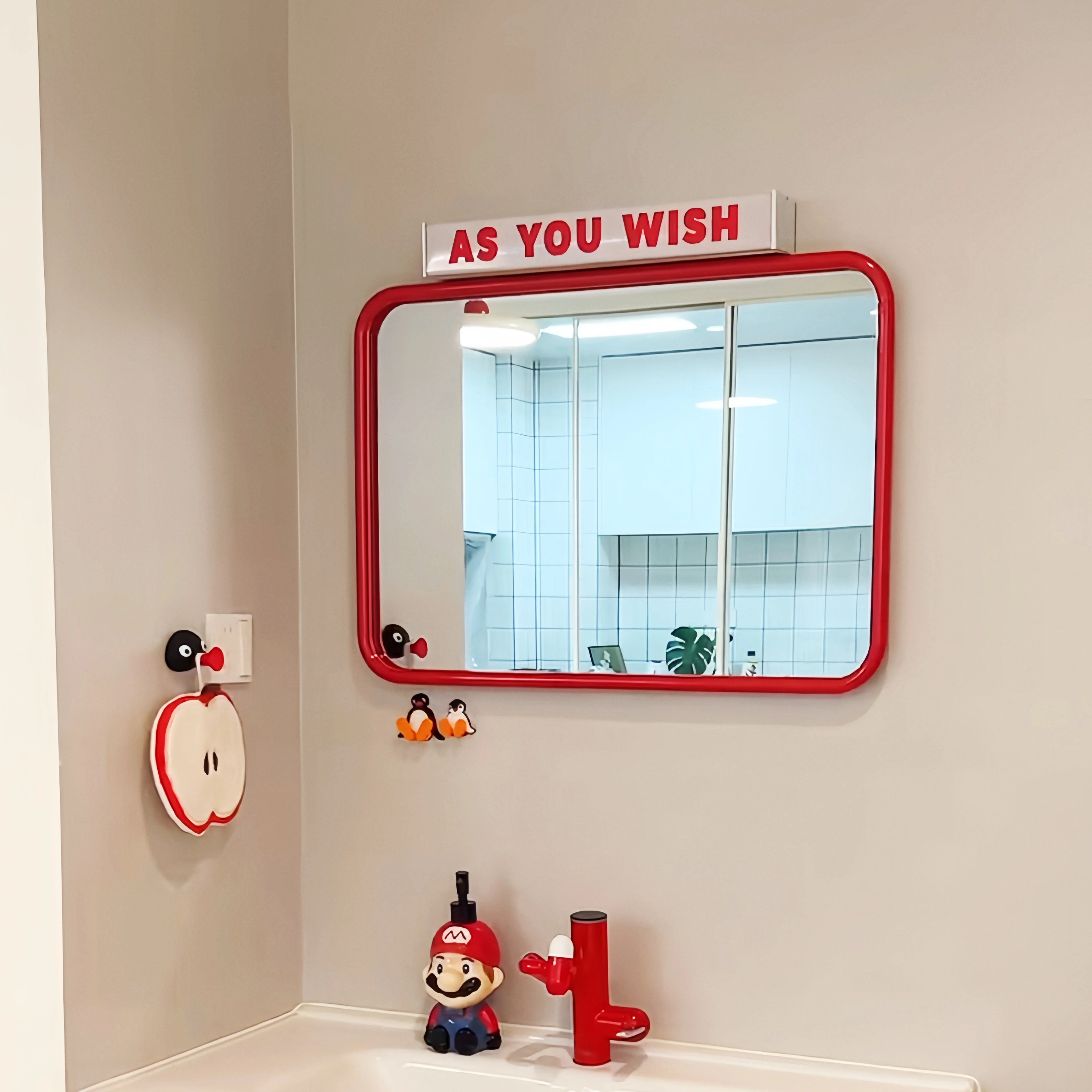 Bathroom Stainless Steel Makeup Mirror Home Decoration Mirror Living Room Wall Hanging Modern Square Internet Celebrity