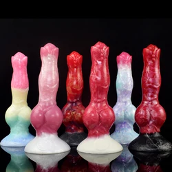 FAAK Silicone Fantasy Dog Knot Dildo With Sucker Colorful Animal Penis Sex Toys For Beginners Women Men Anal Massage