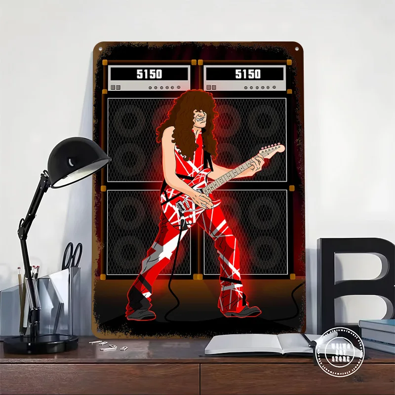 Eddie Van Halen Personalized 3D Textured Metal Poster Wall Art Vintage Tin Signs for Bedroom Decorations Home Decor Ornaments