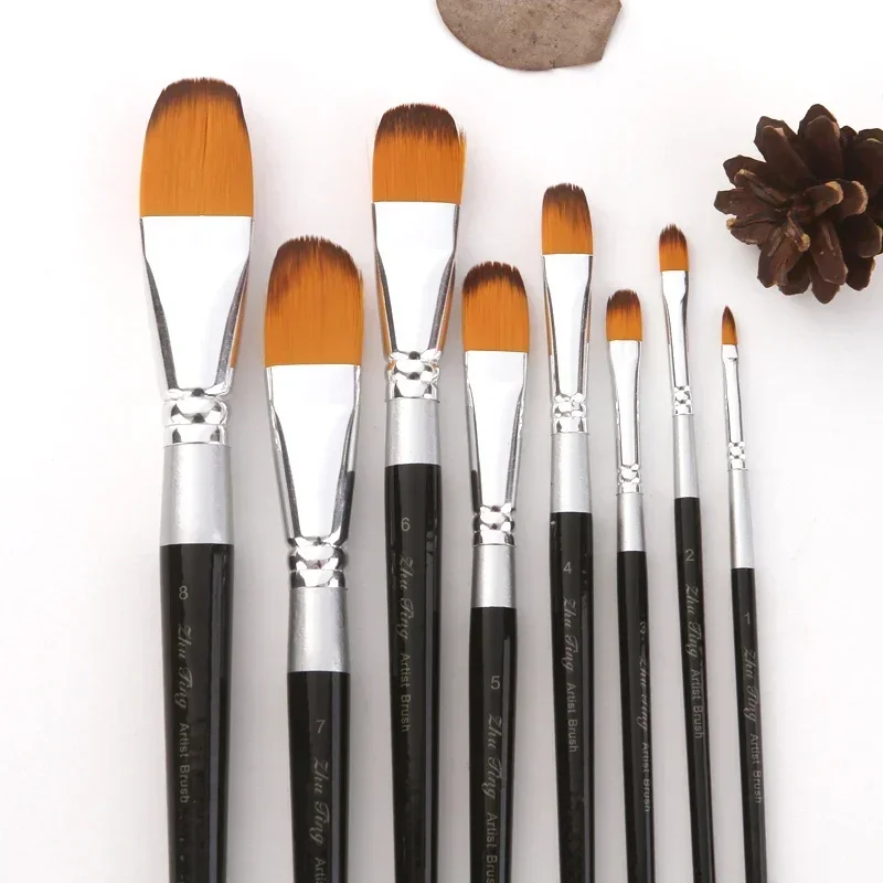 8 Pcs Professional Paint Brushes Different Shape Nylon Hair Artist Painting Brush For Acrylic Oil Watercolor Art Supplies