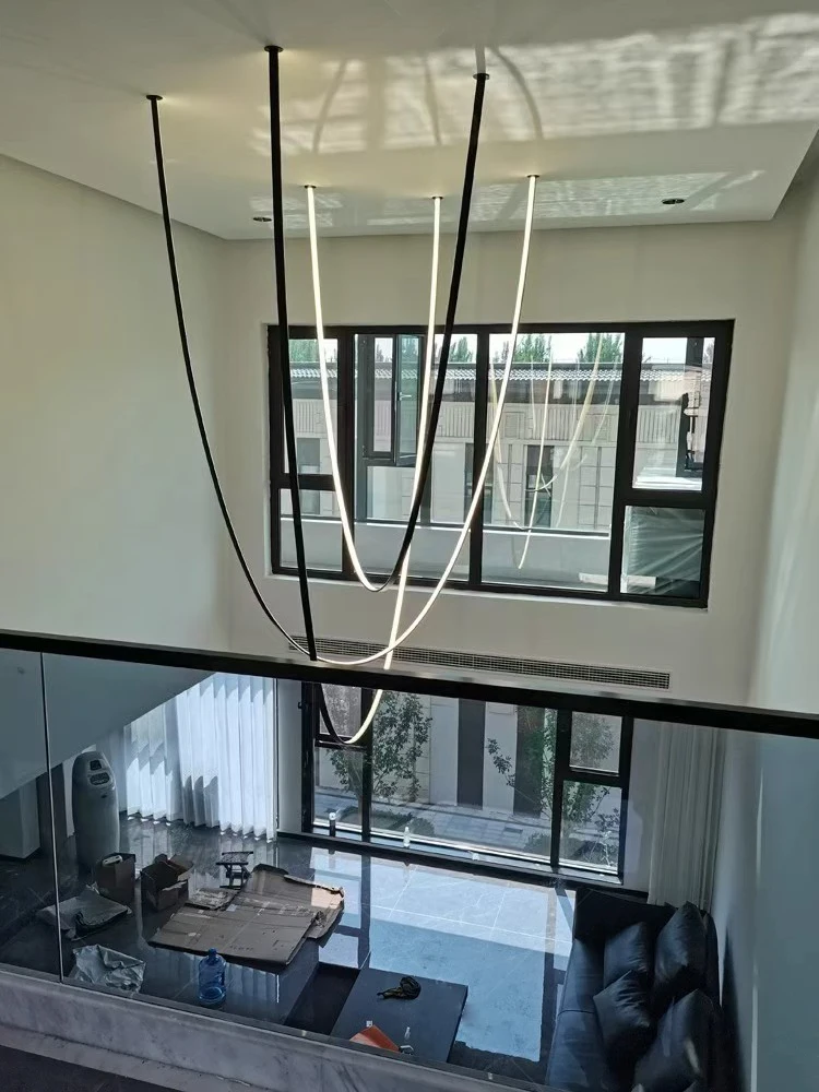 

DIY Flexible Leather Stripe Dimmable LED Hanging Lamp Pendant Light Suspension Luminaire Lampen For Foyer Dinning Room Staircase
