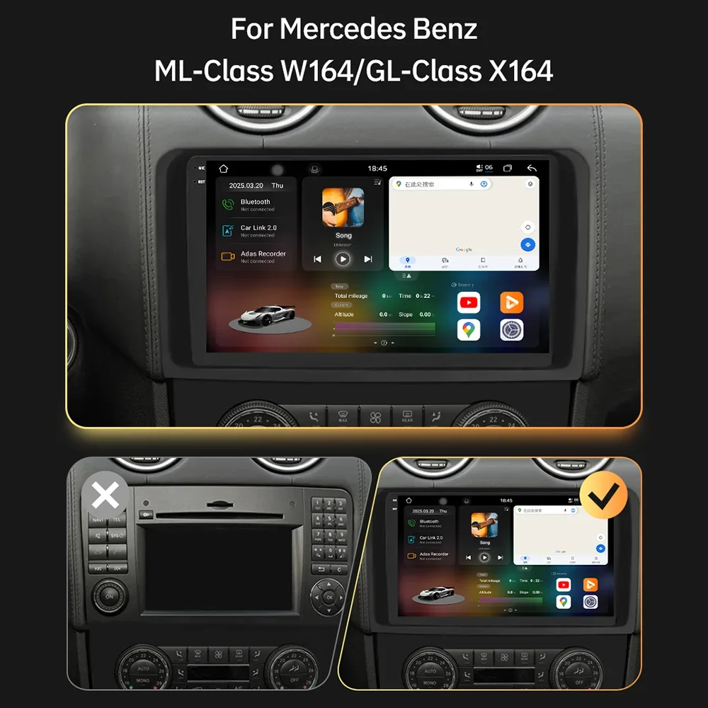 Eunavi 9 Car Media Player For Mercedes ML W164 X164 ML350 ML300 GL500 ML320 ML280 GL350 GPS Stereo 2din