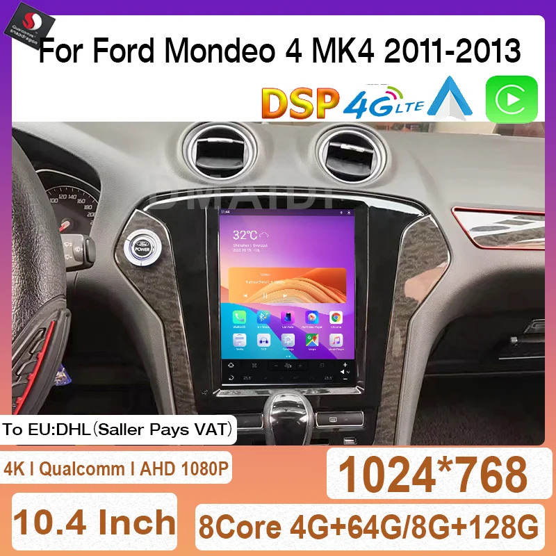 

For Ford Mondeo 4 MK4 2011-2013 10.4" Snapdragon 665 Android 11Tesla Style Car Radio Multimedia Video Player GPS Navigation 128G