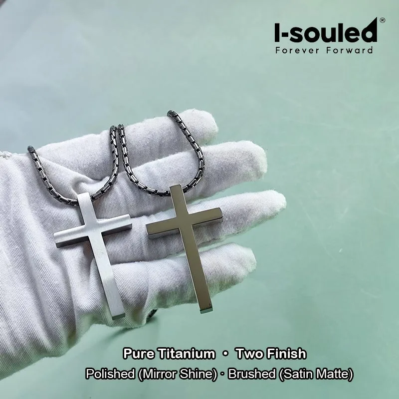 Aerospace Titanium Cross Pendant Unisex Mirror Polish Hypoallergenic Christian Jewelry