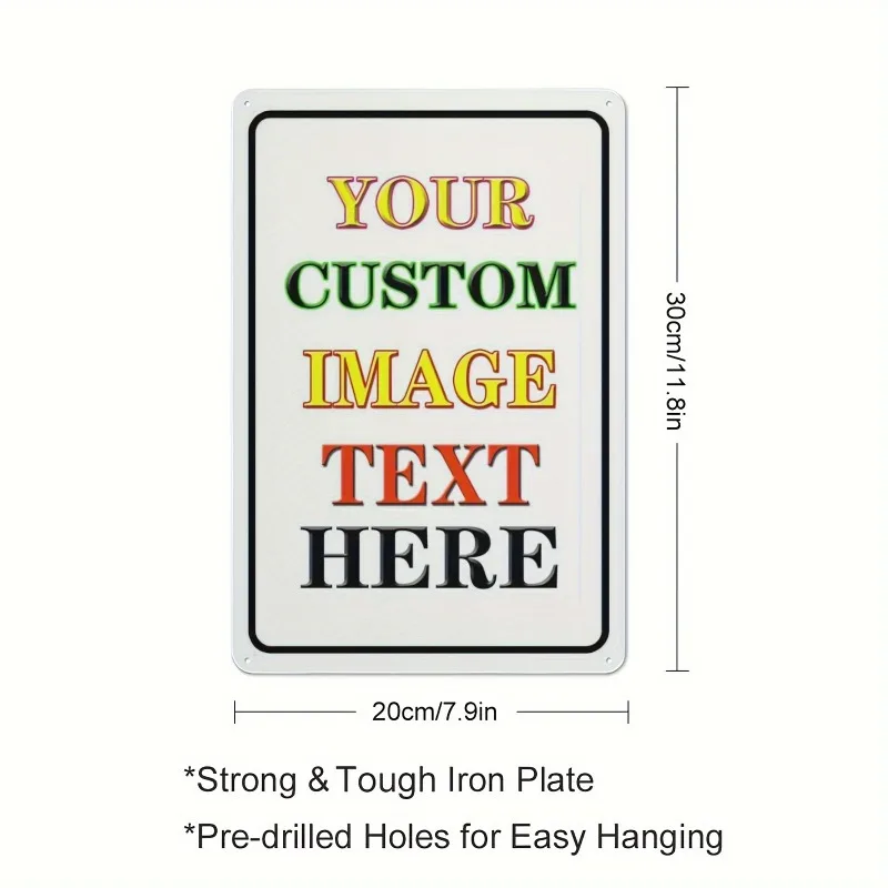 Custom Photo Rectangular Iron Plate Vintage Tin Sign, Personalized Metal Wall Painting Custom Design