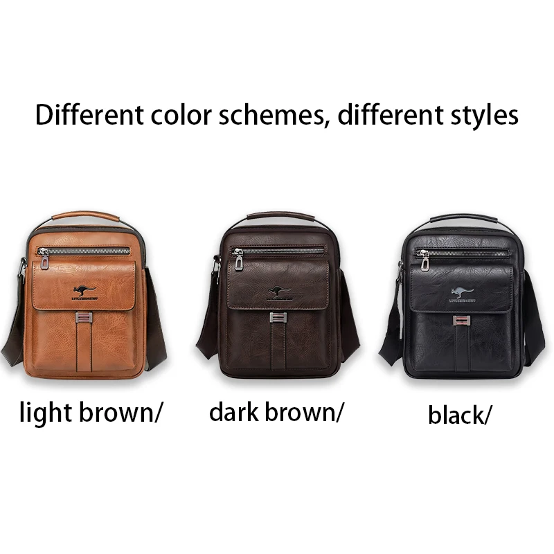 Compact Men's Leather Crossbody Bag, Lightweight Shoulder Bag with Multiple Pockets, Ideal for Travel and Commute Rugged Men's image 2