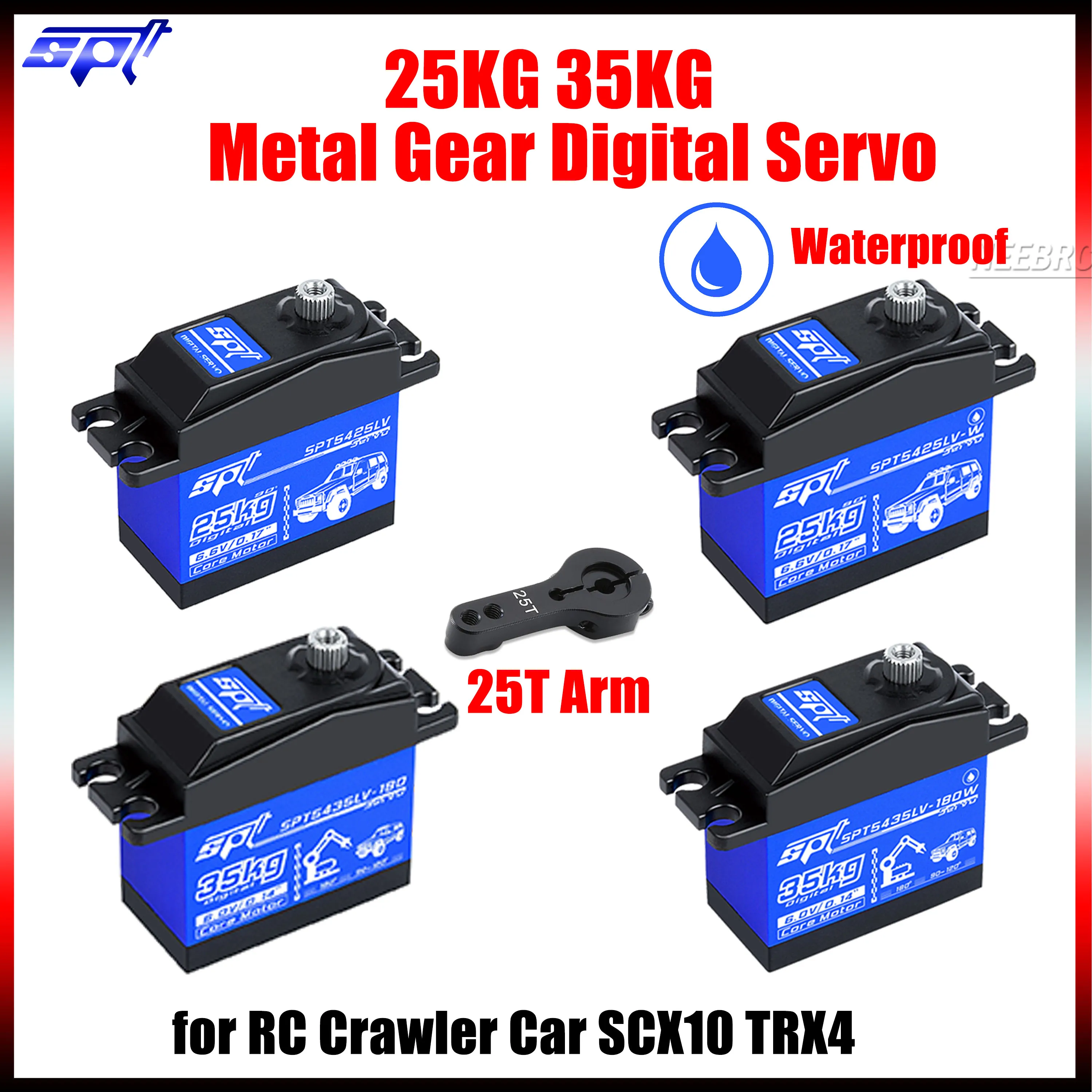 

SPT 25KG 35KG Metal Gear Core Motor Digital Servo Waterproof Large Torque 25T Arm for RC Crawler Car SCX10 TRX4 Robot Toy Parts