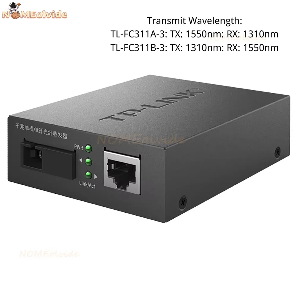 TP-LINK Fiber Optic Media Converter 1000M 1SC+1GE  TL-FC311A-3 + TL-FC311B-3 Fiber Transceiver SM Single-fiber SC Interface