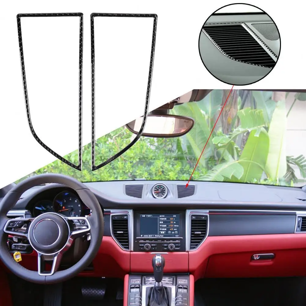 

2Pcs Conditioner Vent Panel Frame Sturdy Carbon Fiber Car Center Console Air Vent Panel Cover for Macan 2014 2021