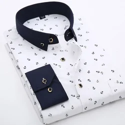 NEW Men Fashion Casual Long Sleeved Printed Shirt Slim Fit Male Social Business Dress Shirt Brand Men Clothing Soft Comfortable