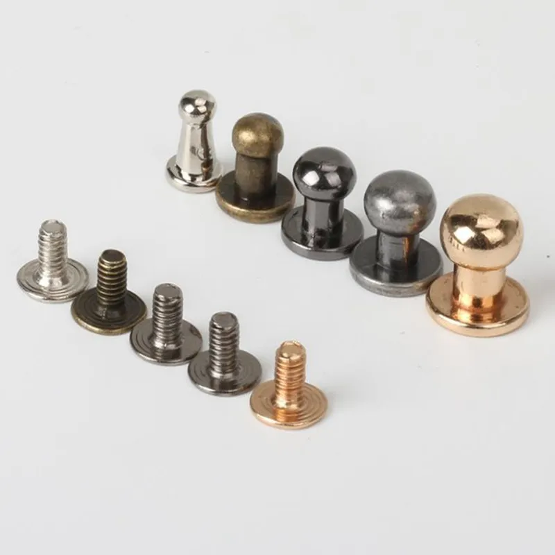 20 Sets 5mm 6mm 7mm 8mm Metal Alloy Knob Screw Rivets Studs DIY Crafts Leather Belt Watch Band Round Monk Head Rivets