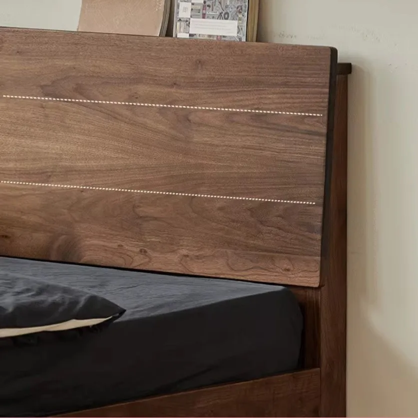 Настраиваемая полуамериканская коробка из черного ореха, высокая кровать, скандинавская маленькая квартира, двойная кровать для хранения вещей