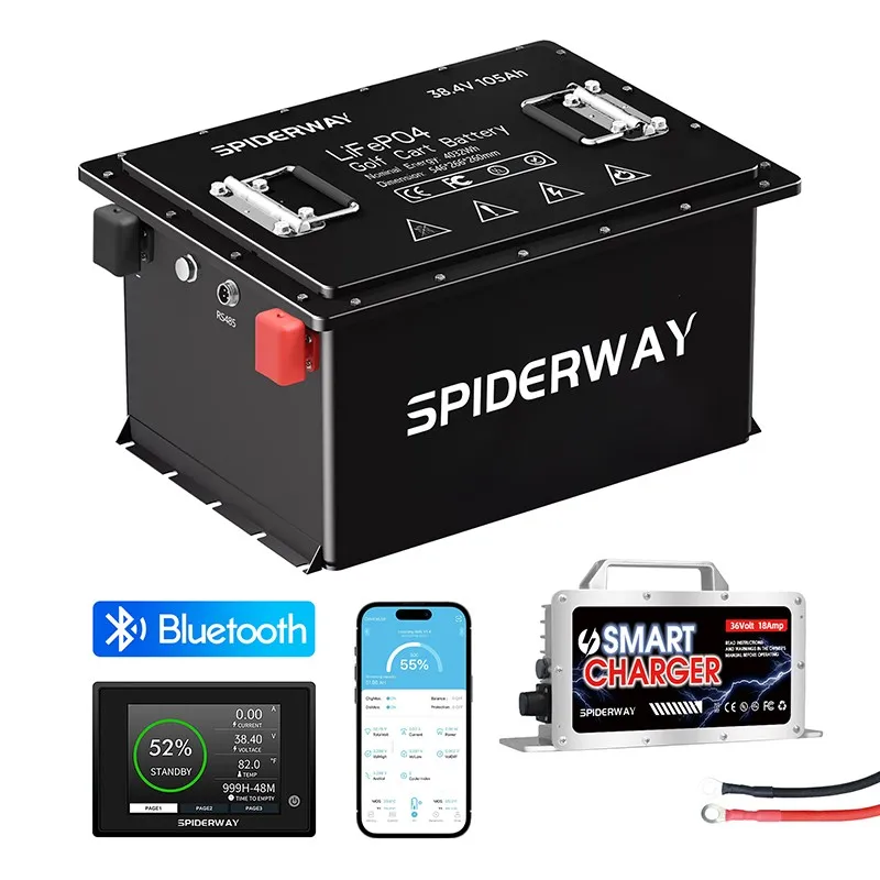 36V 105Ah LiFePO4 Lithium Battery + 36V 25A Fast Charger for Golf Cart Marine Solar RV Camping Motorhome