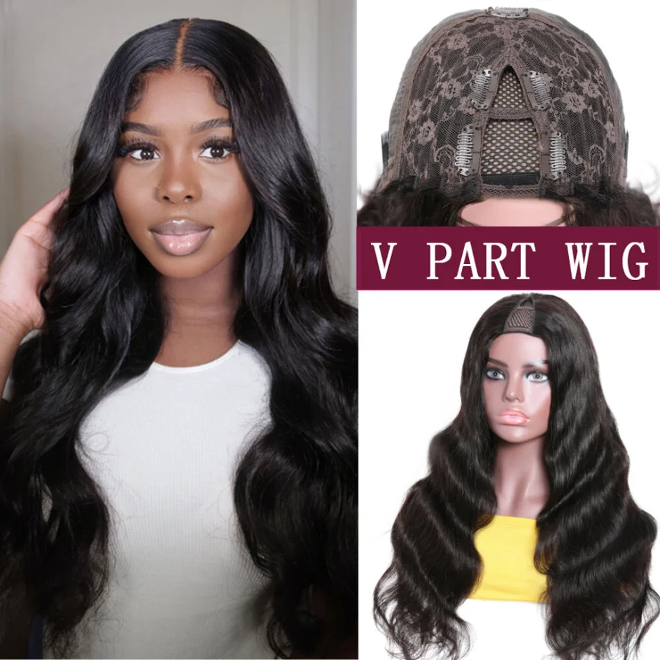 180% Cheap V U Part Wig Body Wave Human Hair Wigs For Women Brazilian  Hair Glueless Human Hair Wavy U Part Wig Natural Wigs