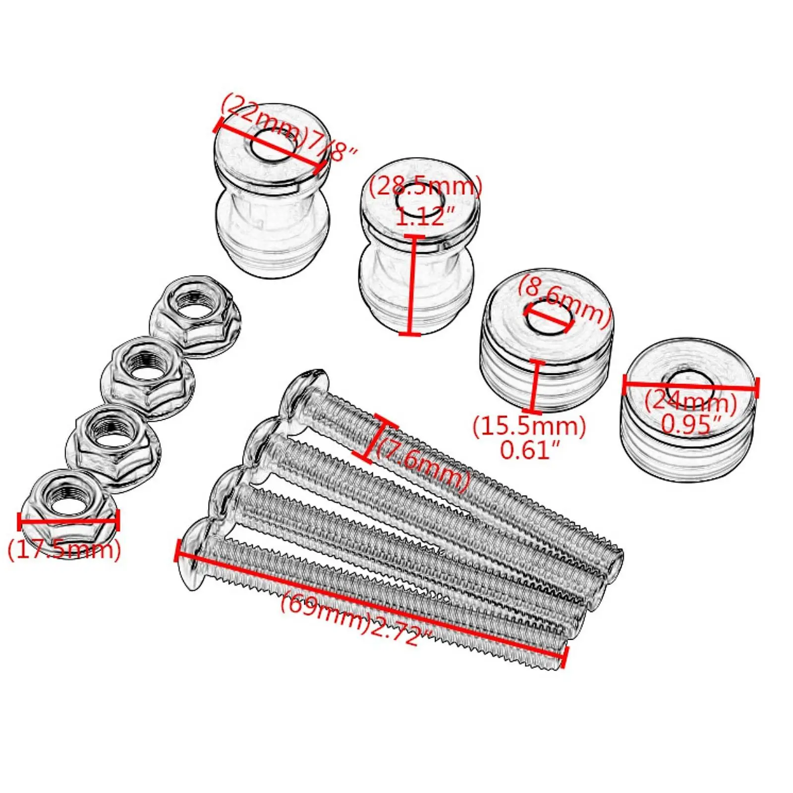 Motorcycle Backrest Screws Kit Replace for Sportster XL1200 2004–2019
