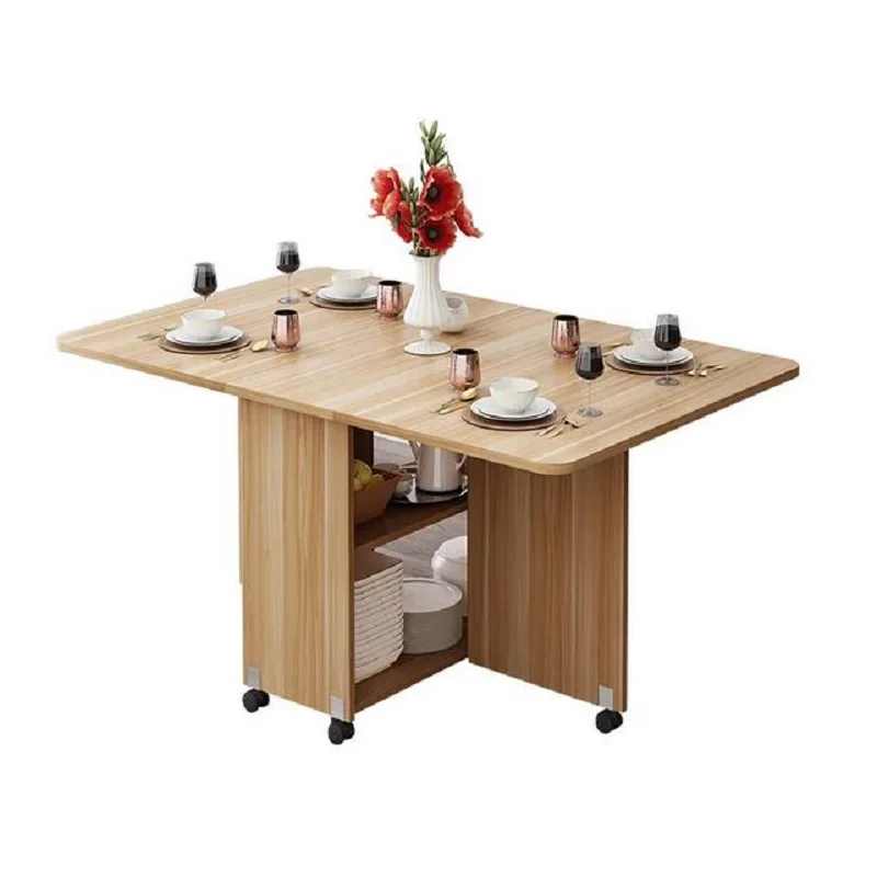 Folding Dining Table Modern Simplicity Multifunctional Movable Storage Kitchen Table Home Furniture Living Room Extendable Table