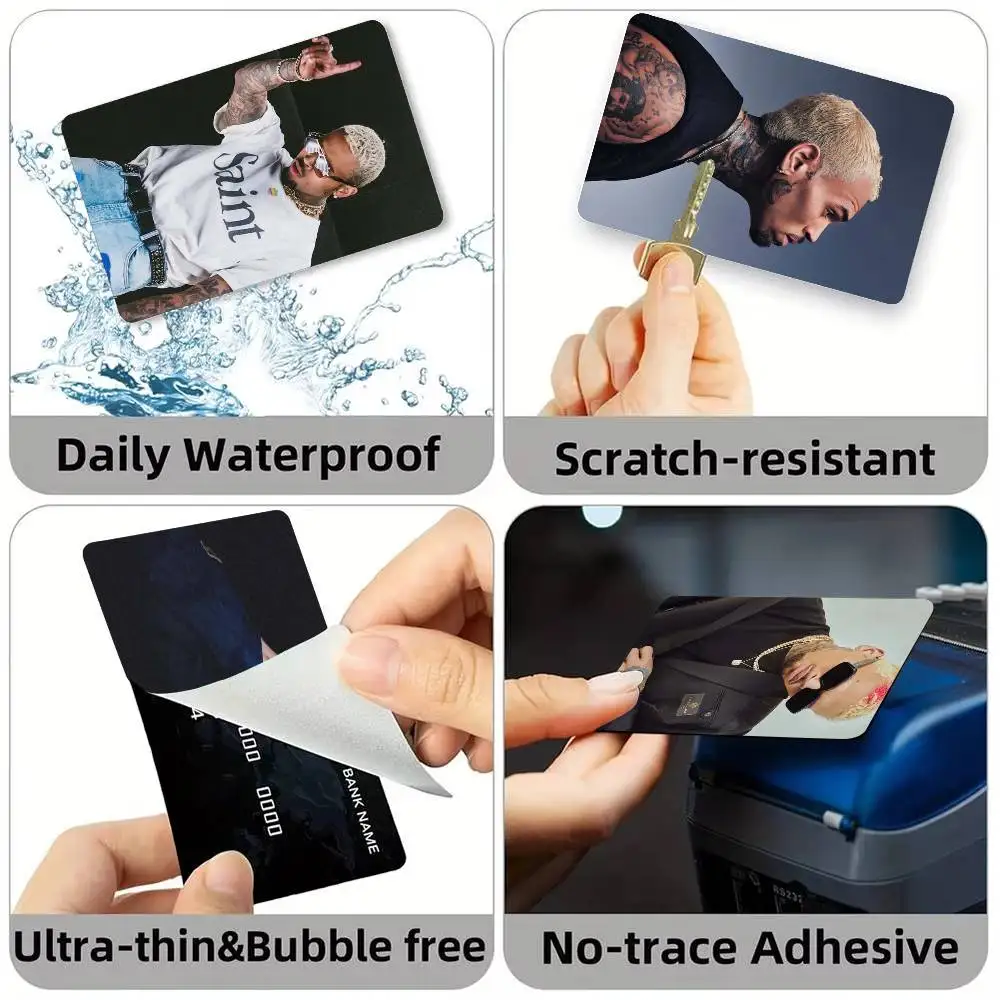 Rapper C-Chris Brown Credit Card HD Stickers Small Chip Waterproof Sticker Game Card Decal Gift