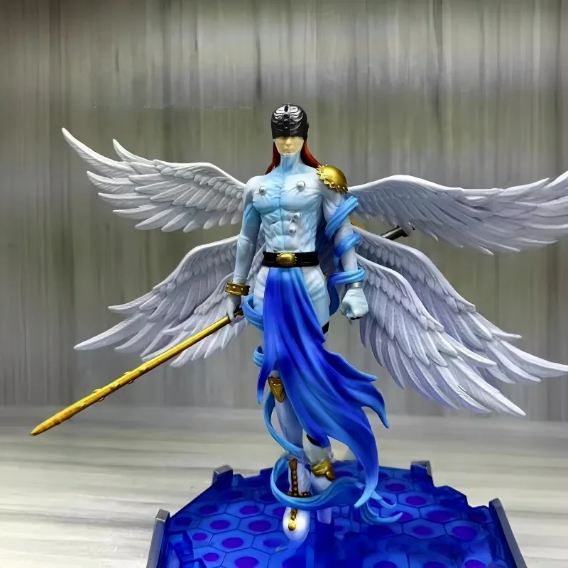 28cm Anime Digimon Adventure Figures Angewomon Angemon Led Action Figurines Statue Model Collection Toys Children Gift Toy