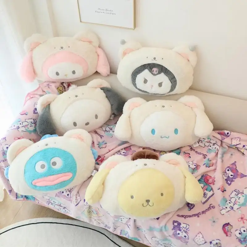 

Sanrio Home Pillow Plush Blanket Coral Velvet Blanket My Melody Kuromi Sofa Air Conditioner Quilt Cute Pillow Blanket 2-In-1