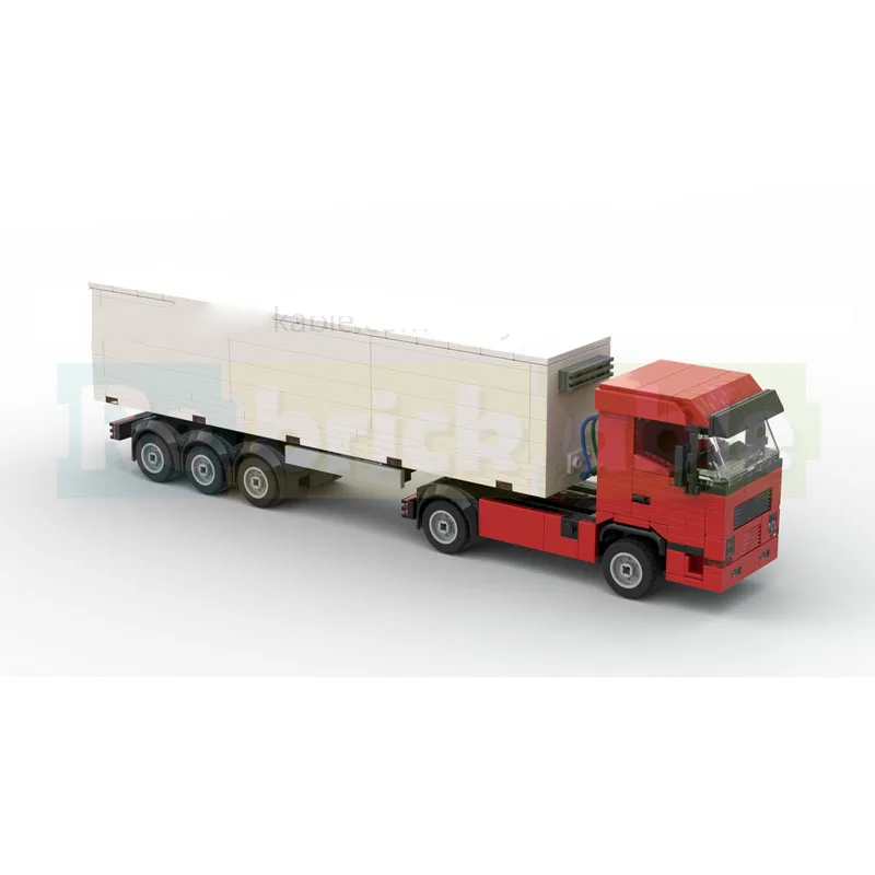 moc-240824-classic-new-cargo-container-semi-trailer-truck-building-block-model-456-parts-•-birthday-toy-gift-for-boys-children