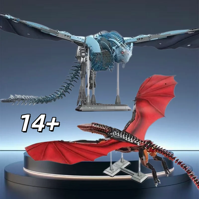 

Mythical Ice Dragon Red Dragon Building Block Set Large Fantasy Fantasy Creature Brick Collection Model Set Adult and Children H