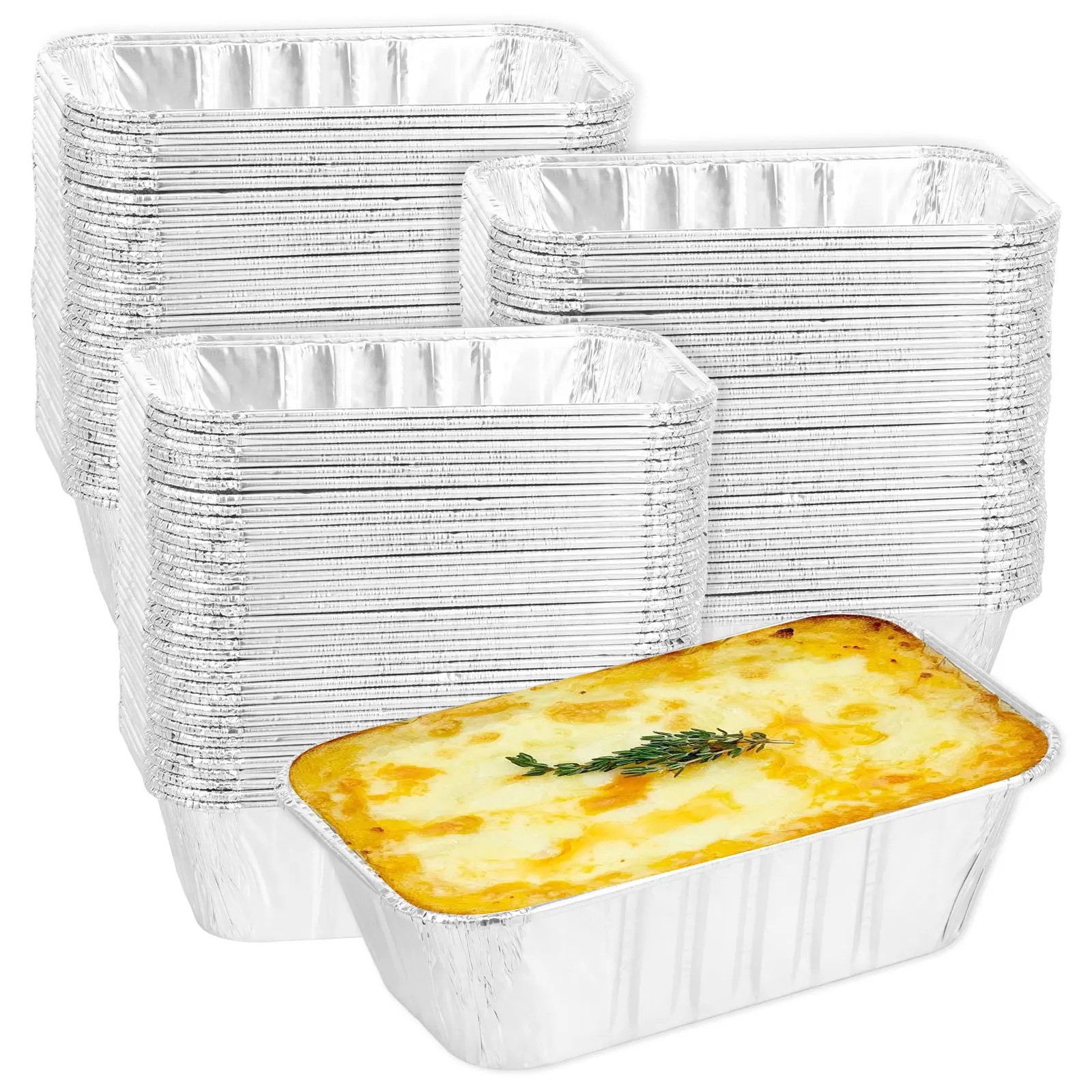 

100Pcs Aluminum Foil Pan Disposable Aluminum Foil Food Storage Containers Oven Baking Pan Cooking Kitchen Square Foil Tray