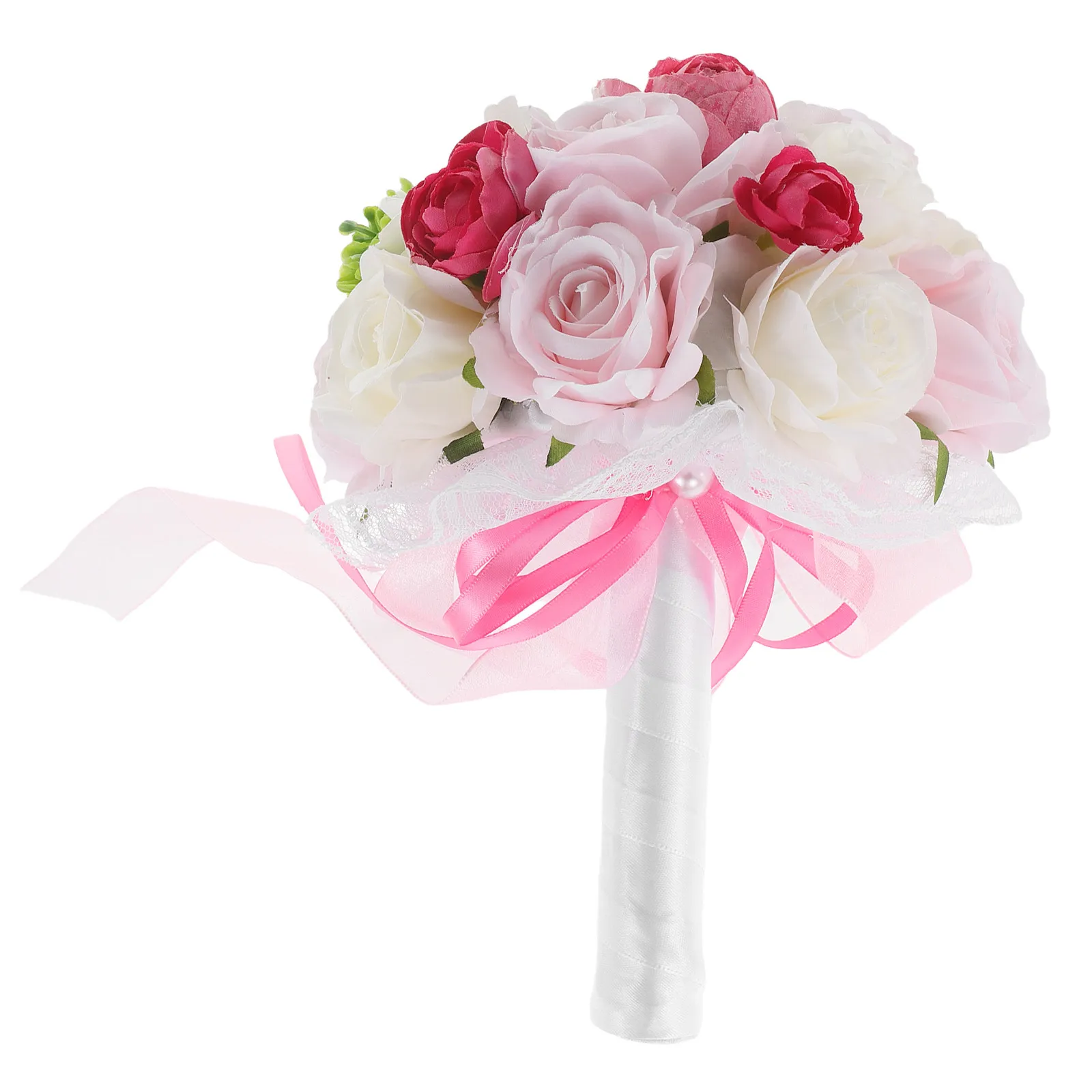 

Элегантный свадебный букет из розовых искусственных роз для фотосессии и вечеринок, букет для бросания, искусственные свадебные букеты
