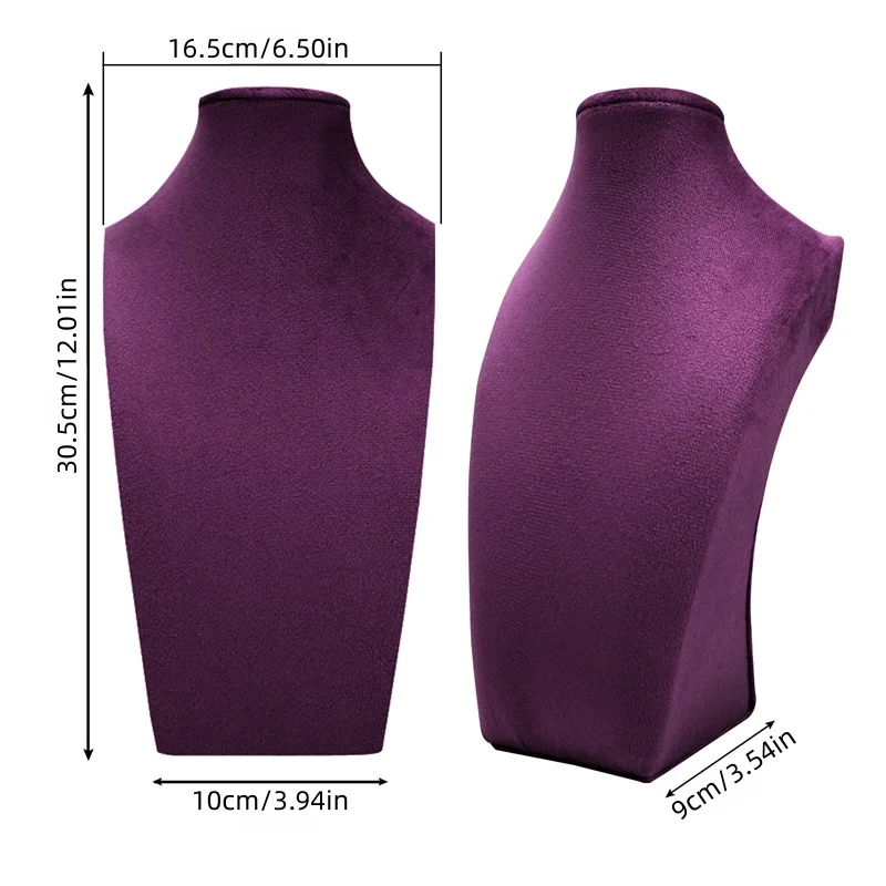 Velvet Covered Necklace Bust Display Stand Multi Color Mannequin Torso Jewelry Bust Holder Store Showcase Photo Shooting image 3