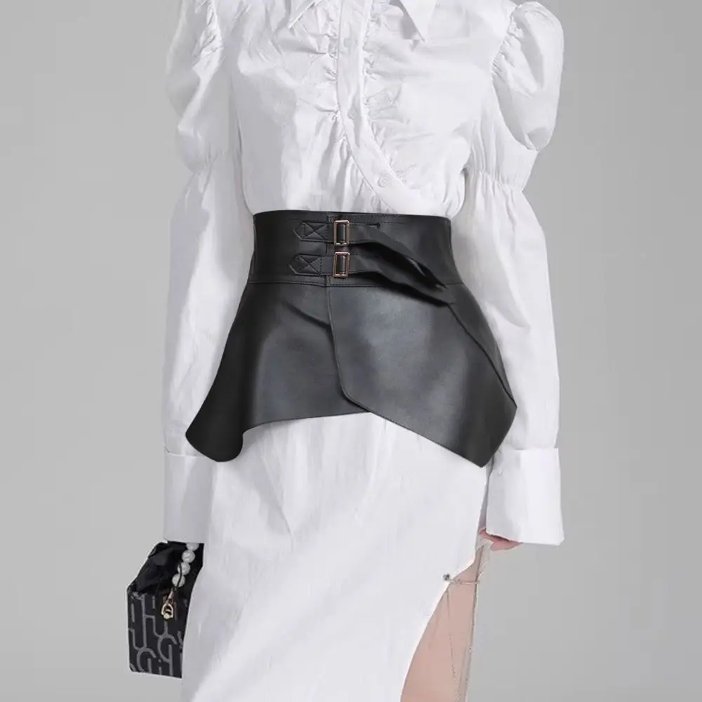 Cross All Match Taille Riem Plooirok Gaas Rand Peplum Buikband Ruches Ontwerp Onregelmatige Vorm Corset Riem Damesmode