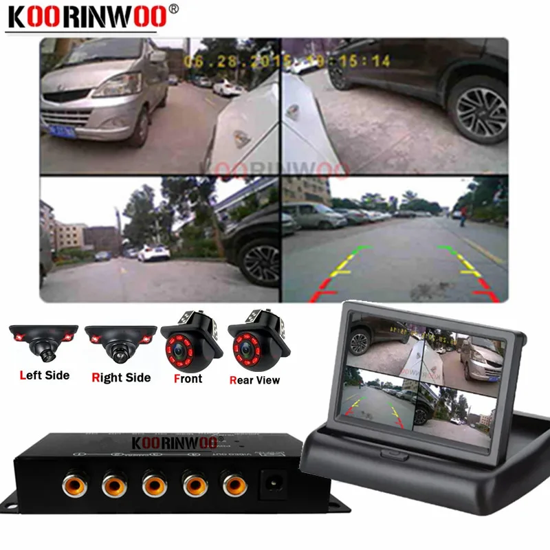 OOWLIVEE 360 Video Recorder DVR Split Box Surveillance camera Ways 4 Channels Right Left Side Front view camera Rear view Mirror