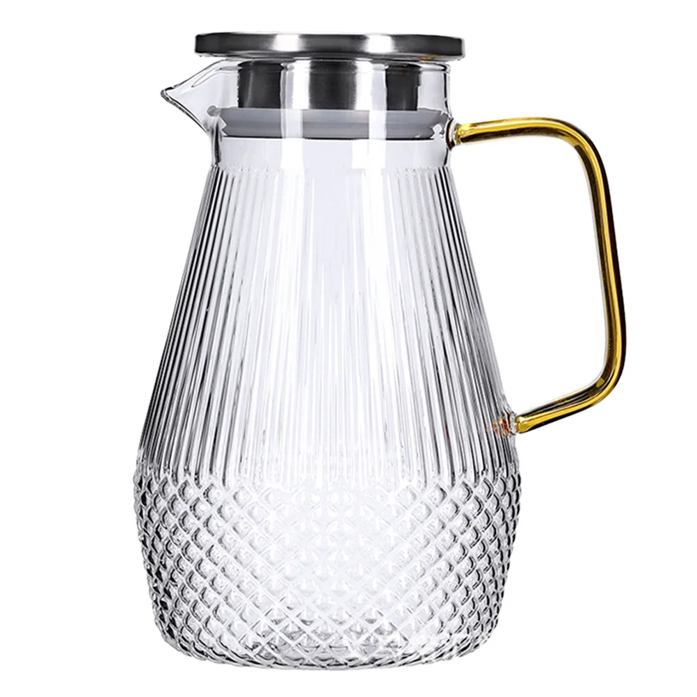 

Glass Pitcher Large Capacity Cold Water Jug H Lid Anti Drip Spout Wide Mouth Easy Clean Suitable Beverages Tea Juice Coffee