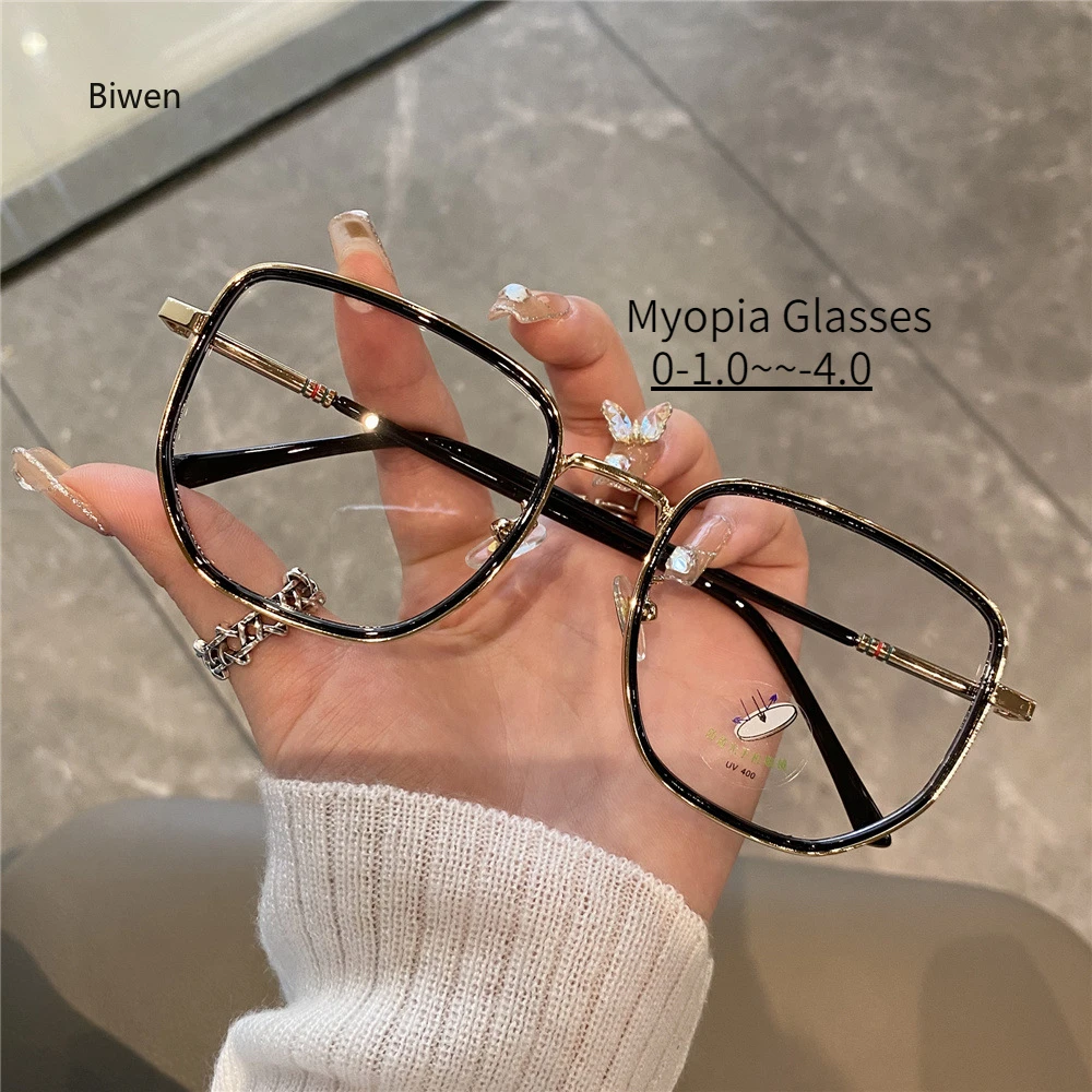 

Oversized Square Myopia Glasses Women Men Fashion Block Blue Light Prescription Nearsighted Optical Glasses 0-0.5-1-1.5-4.0