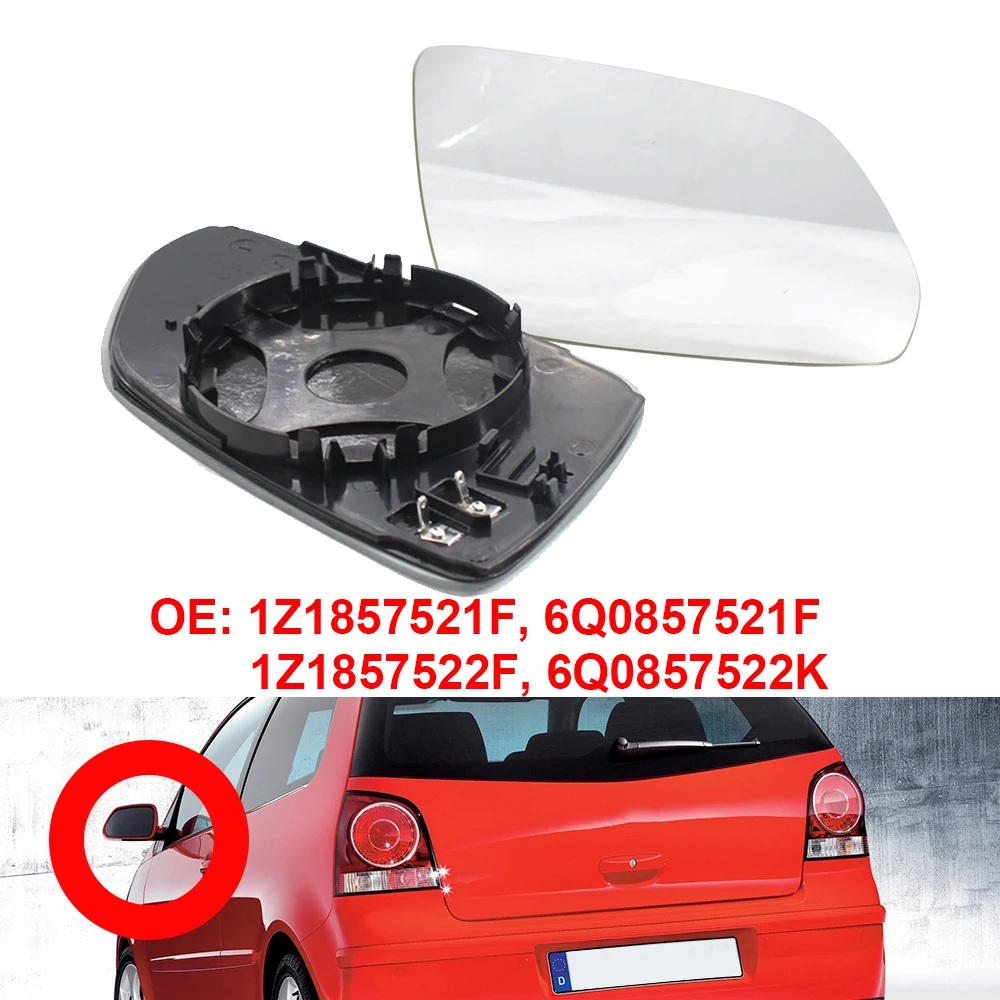 Car Heated Rearview Mirror Glass Side Door Wing Mirror Lens for Polo 2005-2009 1Z1857521F 6Q0857521F 1Z1857522F 6Q0857522K