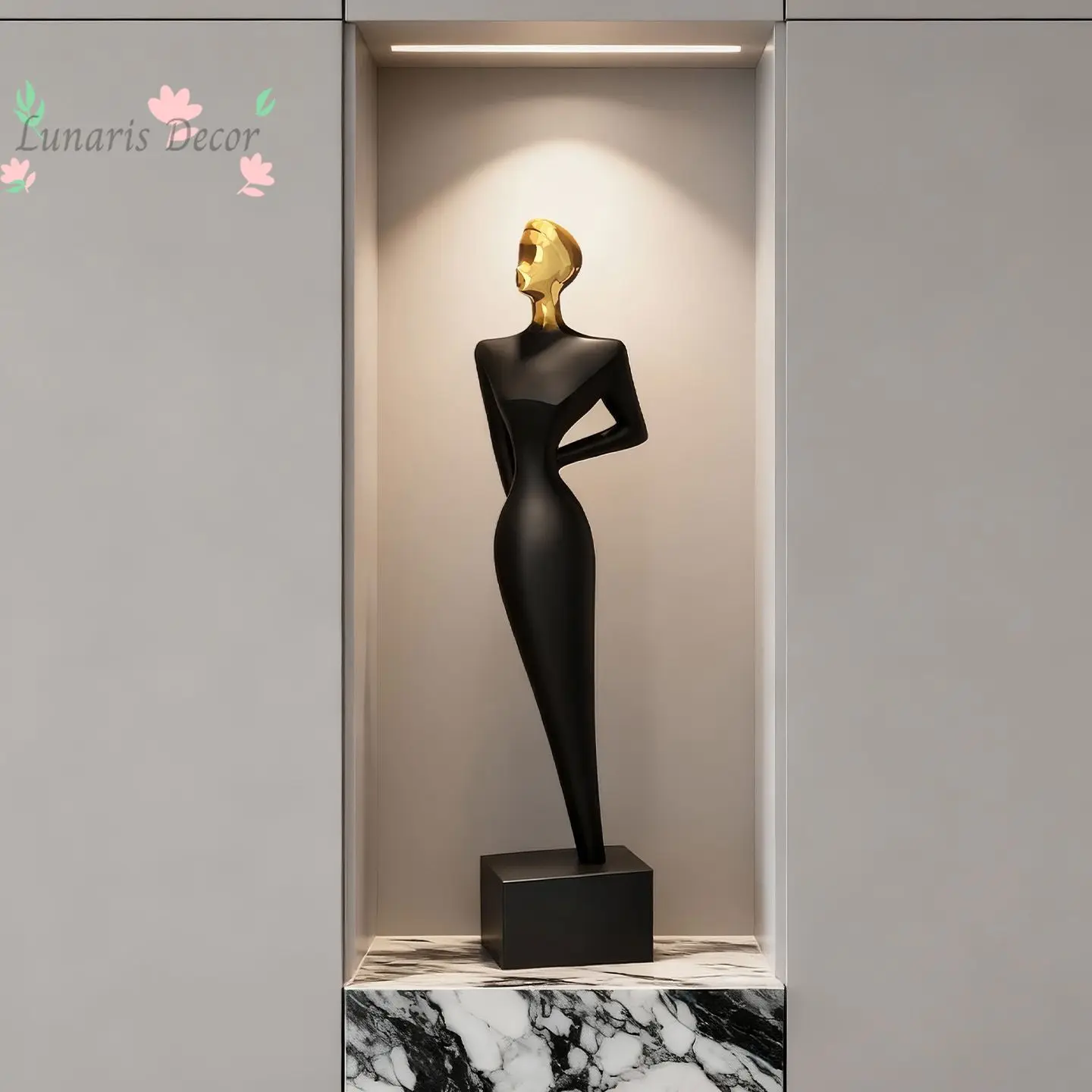 Abstract figure art niche slender ornament light luxury high-end electroplating living room vertical entrance high-end