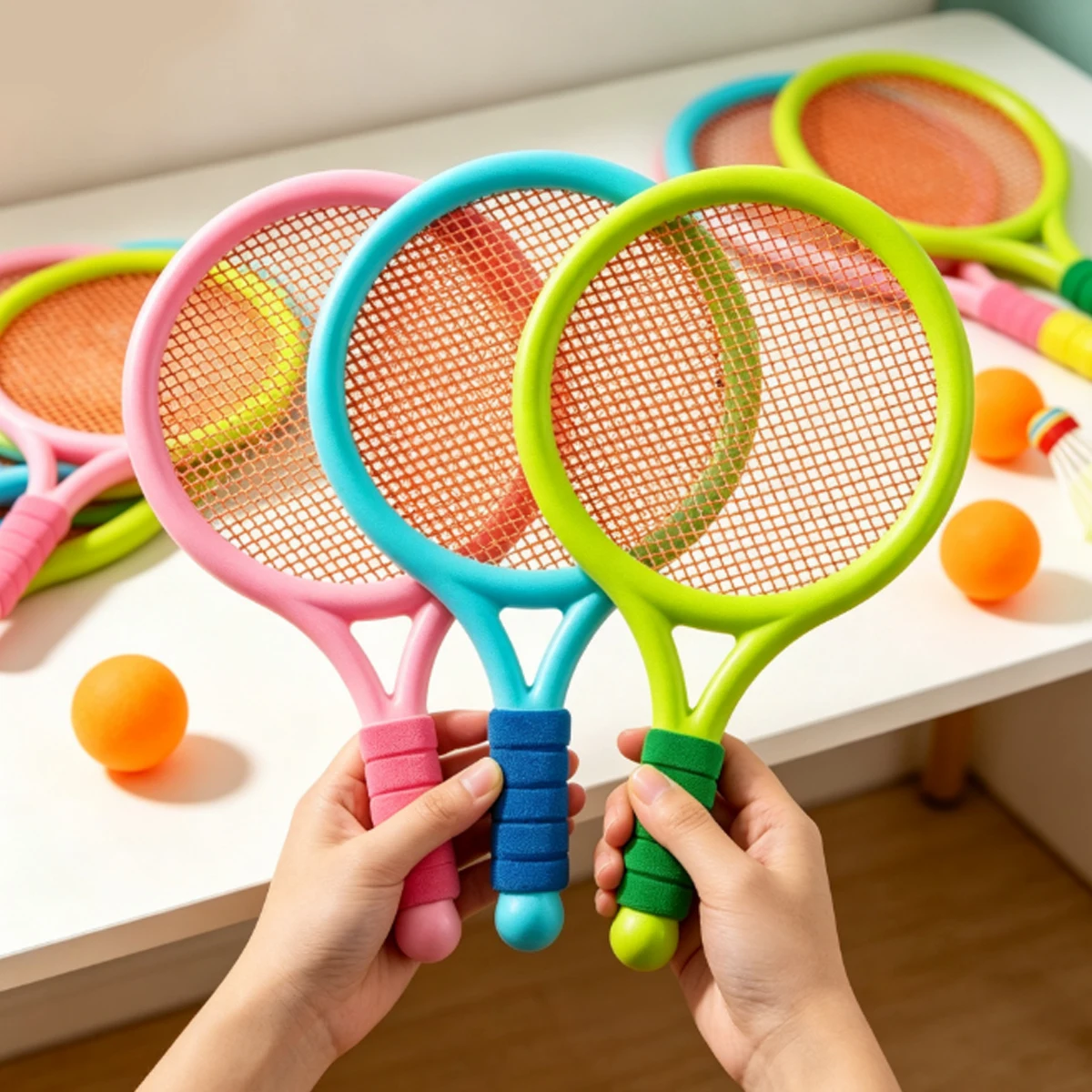 4Pcs 2 In 1 Elastic Racket And Ball Set, Badminton Table Tennis Combo With 2 Balls, Fun Outdoor Indoor Activity ZSY