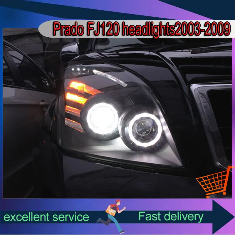 Headlights For Prado LC120 2003-2009 Upgrade LED DRL Dynamic Turn Projector Lens Automotive Accessories Front Light