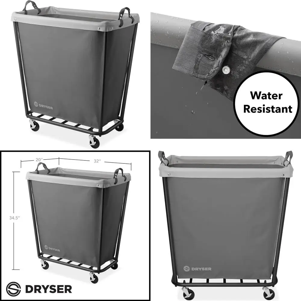 

Коммерческая сверхмощная корзина для белья на колесиках со стальным каркасом и съемной холщовой корзиной для отелей и домашнего использования