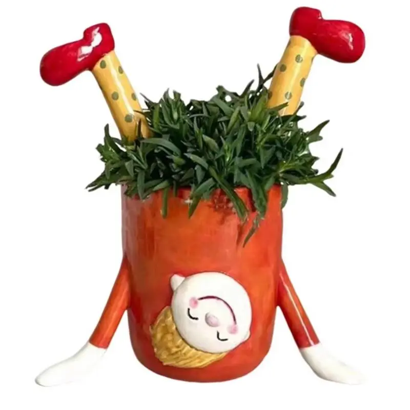 

A67P-Inverted Girl Flower Pot Flower Pot Indoor Outdoor Succulent Plant Container Home Balcony Garden Dress Up