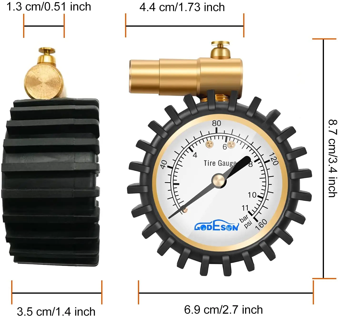 ATsafepro Presta Valve Pressure Gauge Air Pressure Relief for Road Bicycle Tires Range to 160 PSI 30 BAR Bike Pressure Gauge