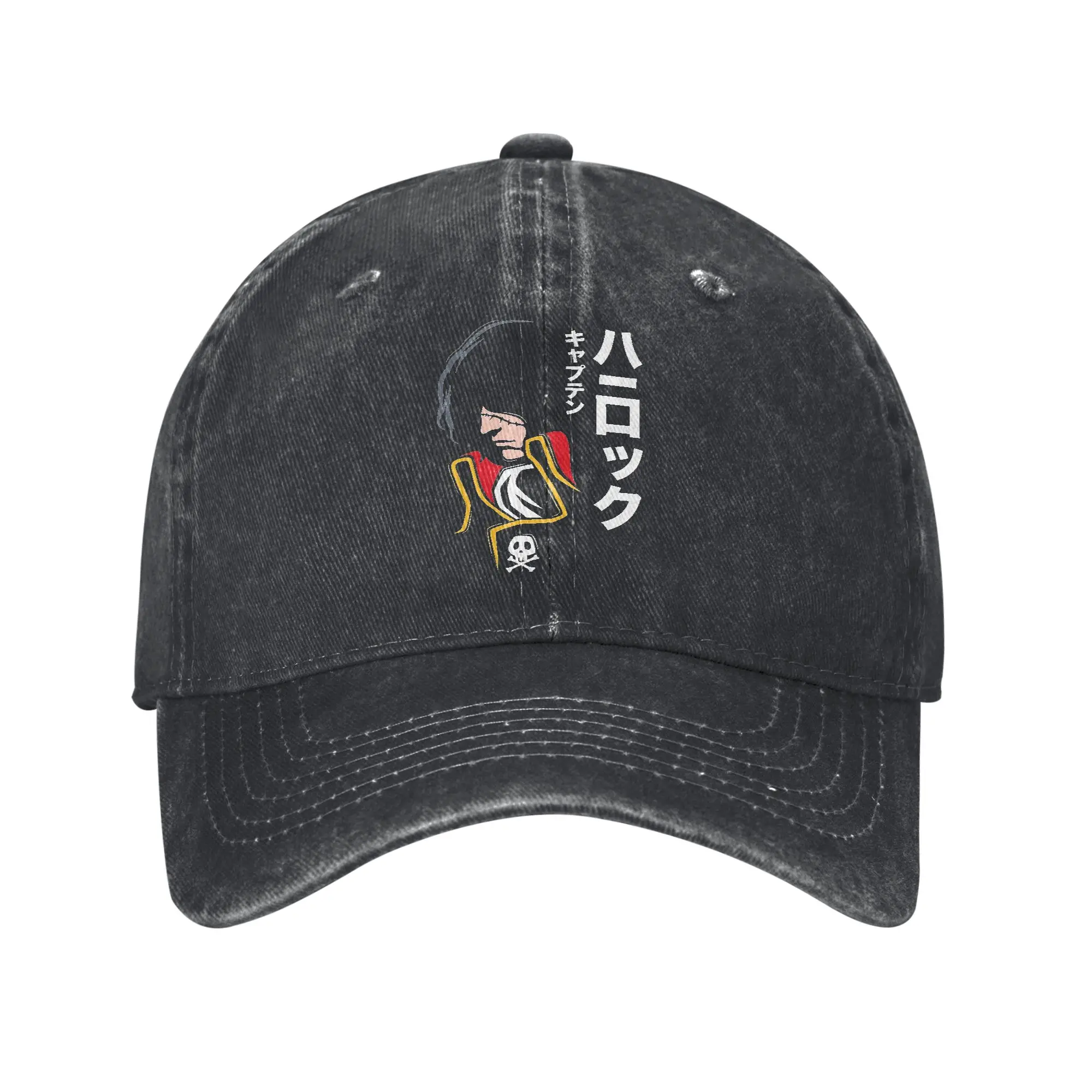 Gorra de Béisbol Unisex del Capitán Harlock Albator, Pirata Espacial, Gorra de Mezclilla Desgastada, Estilo Vintage, Ajustable, para Exteriores