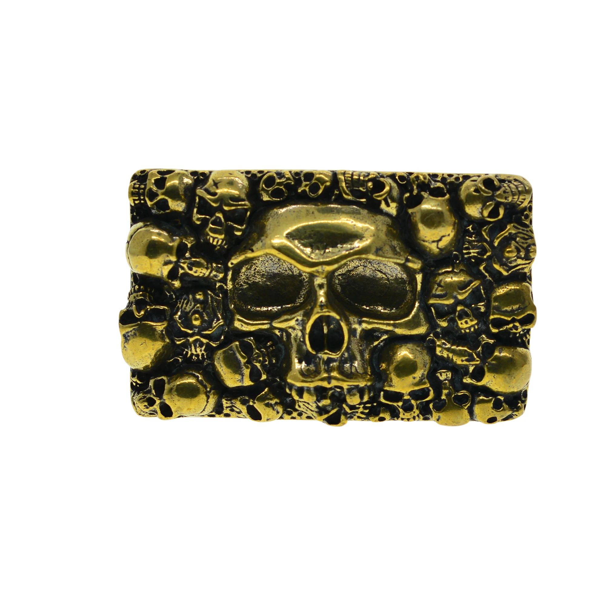 

handmade Viking super fine Itlay rectangle skull demon Halloween pattern solid brass pin lock belt buckle for 1.5inch belt