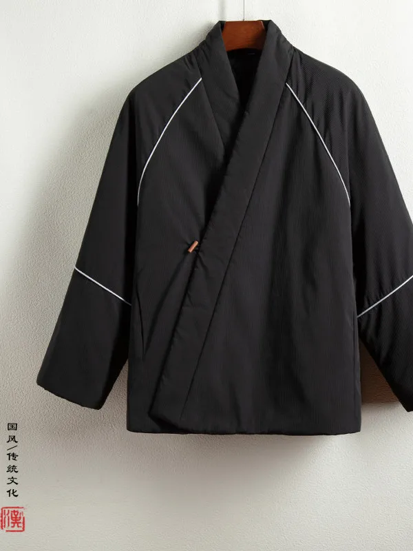 

Мужская хлопковая зимняя куртка в китайском стиле, костюм для дзен-медитации, монашеская одежда, традиционная буддийская ряса с косым воротником