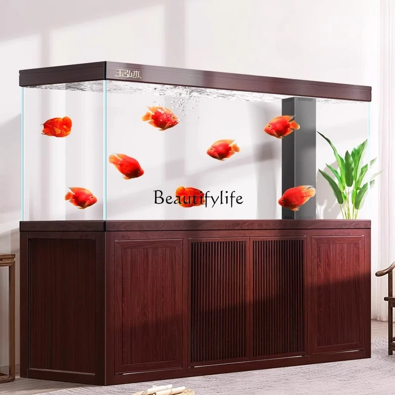 

Large arowana tank ultra-white glass bottom filter Chinese aluminum alloy aquarium water-free mute