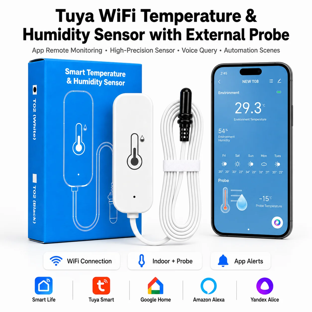 Tuya WiFi Harici Sıcaklık Sens - Digital Hygrometer Probe incelemesi ve fiyatı